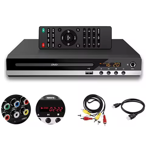 HDMI-Compatible 1080P DVD Player HD Home DVD Player Box For TV All Region Free DVD CD Discs Player A