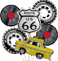 TiAaihion Route 66 Retro Party Balloons Kit | Vintage Road Trip Car Tire Decorations for Men's Birth