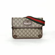 GUCCI NeoVintage虎頭腰包24烏木色PVC金扣肩背包