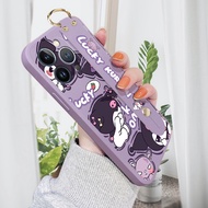 For iPhone 13 Mini 13 Pro Max 13 Pro 13 Cartoon Cute Kuromi Straight Edge Wristband Phone Casing Cover