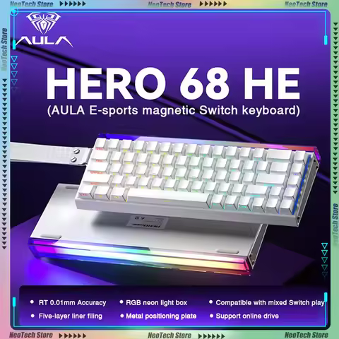 AULA HERO 68HE Magnetic Switch Keyboard 8K Return Ergonomics Esports Gamer Keyboard RGB Wired Custom