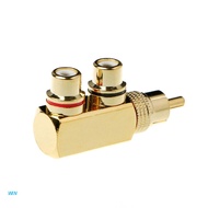 WIN Copper Audio Splitter Plug RCA 1 Male to 2 Female AV Socket Connector Adapter