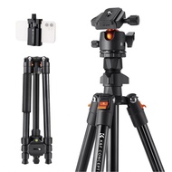 K&F CONCEPT 162cm/64.96in Portable Camera Tripod Stand Aluminum Alloy 8kg/17.6lbs Load Capacity Phot