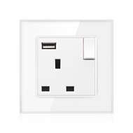 VISWE UK USB Switch Socket Switch wall socket home switch tempered glass panel