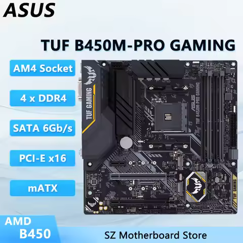 B450 Motherboard AM4 ASUS TUF B450M-PRO GAMING Support CPU Ryzen R5-5600X R5-5500 R7-5800X R7-5800X3