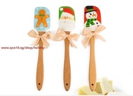 Christmas Design Food Grade Non-stick Cake&amp;amp Butter Knife Butter Spatula， Wooden Handle Silicone S