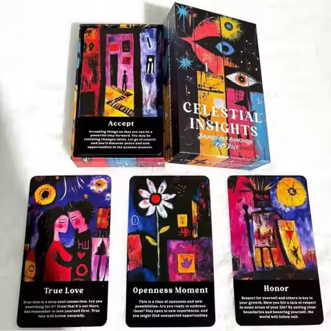 Celestial Insights Oracle Cards 56 Pcs Balance and Awaken Tarot Cards Hidden Spirit Card Deck Unknow