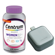 Centrum Silver Women 50+ Multivitamin, 275 Count Bundle with LONG GLACIER Pill Oragnizer, Small Cute