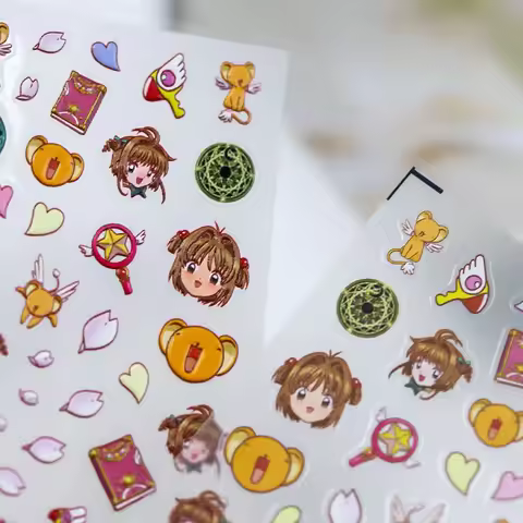 1PCS 5D Cardcaptor Sakura Nail Stickers Sakura Kinomoto Tomoyo Daidouji Nail Art Accessories Kerober