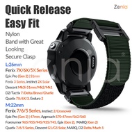 26mm 22mm Nylon Quick Fit Watch Strap for Garmin Fenix 7X 7 6X 6 Pro Sapphire Solar 5X 5 Quatix Endu