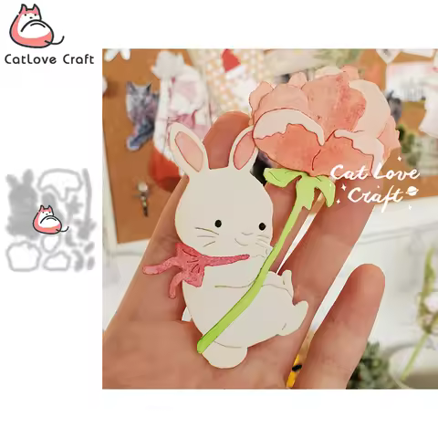 Catlove Flower Rabbit Animal Metal Cutting Dies Scrapbooking Stencil Die Cuts Card Making DIY Craft 