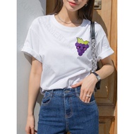 GRAPE MOTIF TOP COTTON COMBED 30S TEENAGE T-SHIRT WOMEN'S AND MEN'S CLOTHING WOMEN'S T-SHIRT/ T-SHIR