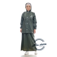 Masela Jas Hujan Wanita Rok Setelan Baju dan Rok Dewasa Tebal Lentur Anti Rembes