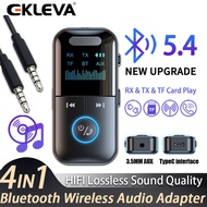 บลูทูธสำหรับรถยนต์ EKLEVA เครื่องส่งสัญญาณเครื่องรับสัญญาณเสียง5.4 AUX TF 3.5Mm เล่นการ์ดสเตอริโอ HI