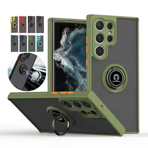 Shockproof Armor Case For Samsung Galaxy S24 Ultra S24Plus Magnet Holder Ring Stand Phone Cover For 