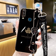 YBD Ốp Điện Thoại Có Dây Đeo Cổ Tay Cho OPPO A31 2020 A8 Ốp Mạ Ốp Bảo Vệ Máy Ảnh Chính Xác Ốp Họa Ti