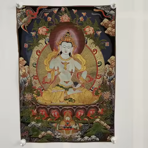 35' Thangka Embroidery Tibetan Buddhism Silk Embroidery Brocade Nepal Vajrasattva Buddha Statue Than