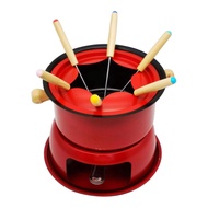 Red Mini Stainless Steel Fondue Pot Set Cheese Chocolate Fondue 6 Dipping Forks and Removable Pot Me