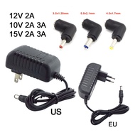 110V-220V Power Supply Router Adapter AC to DC 2A 3A 10V 12V 15V Right Angle Connector Charger 5.5x2.1 3.5x1.35 DC Jack
