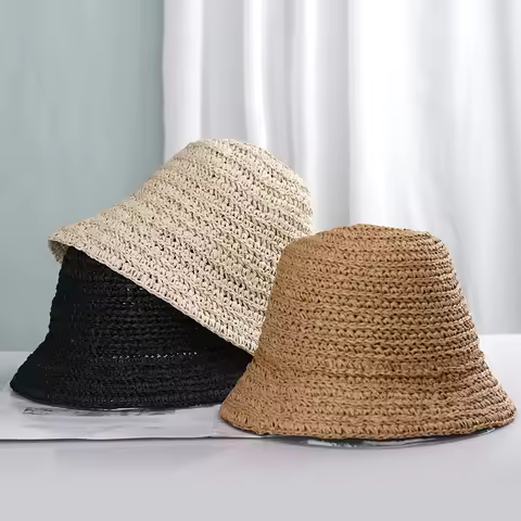 2022 sun protection women's beach hat Bucket hat women's cap 2022 Balaclava rafia sun hat visor hat