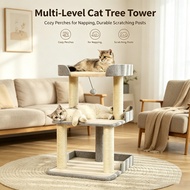 Cat Condo With Scratching Post | Cat Tree With Hammock, Scratching Post, Dangling Ball