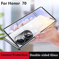 Camera Protection Casing For Huawei Honor 70 Honor70 Double Sided Glass Magnetic Flip Phone Case Mag