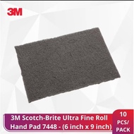 3M Scotch-Brite Ultra Fine Roll Hand Pad 7448 (6 Inch x 9 Inch) (10 PIECES)