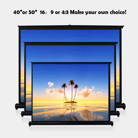 50 Inch 4:3/16:9 Projector Screen Portable HD Projection Screen Foldable Wall Mounted for Home Theat