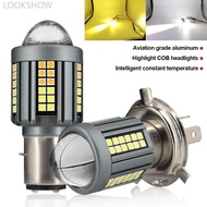 LOOKSHOW 1Pc Motorcycle Led Headlight H4 BA20D Headlight Projector Lens Moto Signal Lamp Bulb White 