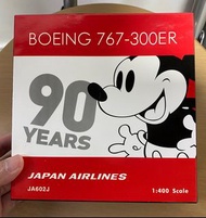絕版塗裝飛機，Japan Airlines JL，日本航空 JAL 767 300ER，唔再出，慶祝 米奇老鼠 90 週年 生日紀念，Mickey Mouse 米奇特別塗裝機，註冊編號：JA602J ，1/400， 飛機模型，Never Display，收Pay me、支付寶、轉數快。