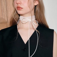 < ilovemu Ready Stock > Layered Lace Ribbon Necklace Lace Neckband Necklace Bow Necklace Dressing Ac