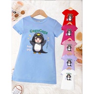 Penguin gugugaga children's house dress with digital printing image casual tunic t-shirt/ for girls,