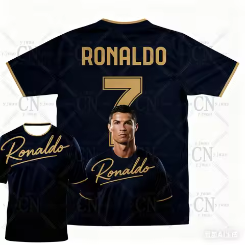 Kid'S Football Jersey Shirt Ronaldo No.7 Printed Tee Outdoor Fitness Training Quick Drying Sportswea