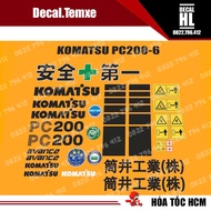 Bộ tem dán máy xúc đào Komatsu Pc200-6. Tem dán máy xúc Komatsu pc200