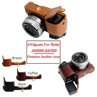 Leather Camera Case Bag Half Body For Sony A6000 A6300 A6100 A6400 A7 II A7C A6500