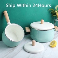 japanese Enamel Porcelain Pot and Saucepan