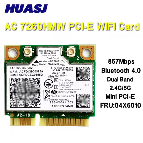 Dual Band Wireless-AC 7260HMW 7260AC FRU:04X6010 half Mini PCI-e WIFI card for S1 S440 S540 E440 E54