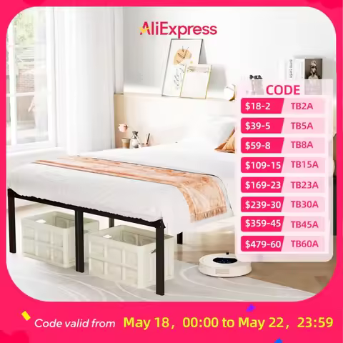 JHK Basic Twin Full Queen King Size Bed Frame Metal Platform Bedroom Frames with Storage Space Sturd
