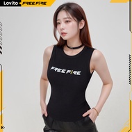 Lovito x Free Fire Casual Letter Pattern Tank Top for Women LFFB1012