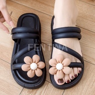FENTINA Sandal Slop Wanita Sandal Bunga Wanita Sol Tebal Anti-slip Sandal Kasual Wanita Roma