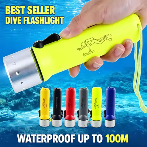 Super Bright LED Professional Diving Flashlight Waterproof Underwater Light Torch for Outdoor Diving
