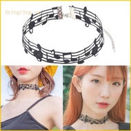 ARIN Elegant Black Alloy and Ribbon Necklace with Distinctive Note Fashion Necklace