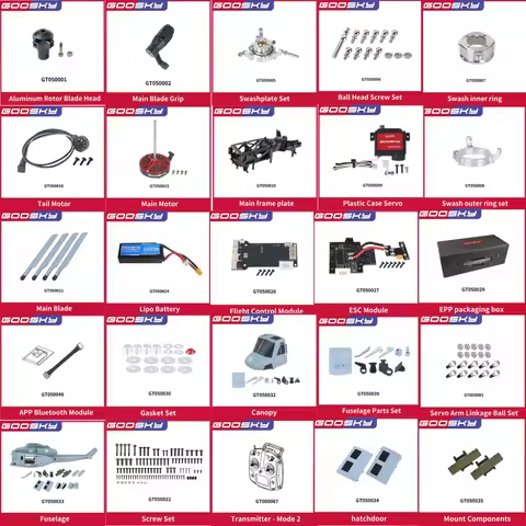 Goosky E2 Spare Parts Main Blade Grip Swash Ring Main Tail Motor Battery Flight Control Pod Gasket S