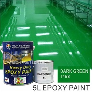 5Litre ( DARK GREEN 1458 ) Paint Epoxy Floor Paint Coating ( FOUR SEASONS ) 5L (Cat Lantai Simen Epoxy)