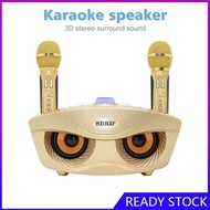 FL【New COD】SD306 Dual Wireless Microphone Bluetooth Speaker Mobile Wireless Karaoke Speaker Wireless