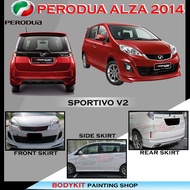 PERODUA ALZA 2014-2018 SPORTIVO V2 STYLE FULLSET SKIRTING(FRONT SKIRT ,SIDE SKIRT, REAR SKIRT)-MATERIAL ABS BODYKIT