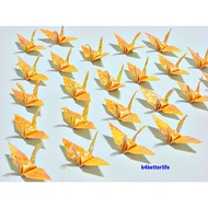 100pcs Yellow Color 1.5" Origami Cranes Hand-folded From 1.5"x1.5" Square Paper. (CY paper series). 