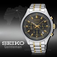 CASIO時計屋 SEIKO 精工手錶 SKS591P1 三眼計時男錶 不鏽鋼錶帶 黑 防水100米 日期顯示 全新品
