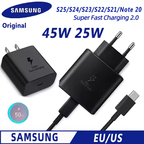SAMSUNG Charger 45w Usb Type C Pd 25w Super Fast Charging 2.0 Cargador Samsung Galaxy S25 S24 Ultra