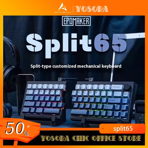 Epomaker Split65 Split Mechanical Keyboard 68 Keys Control Knob Hot Swap Customized Wireless 65% Lay